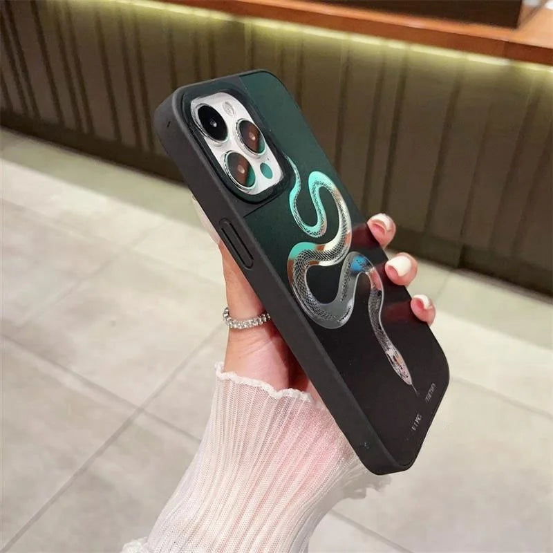Luxury Makeup Mirror Black Phone Case For Various iPhones