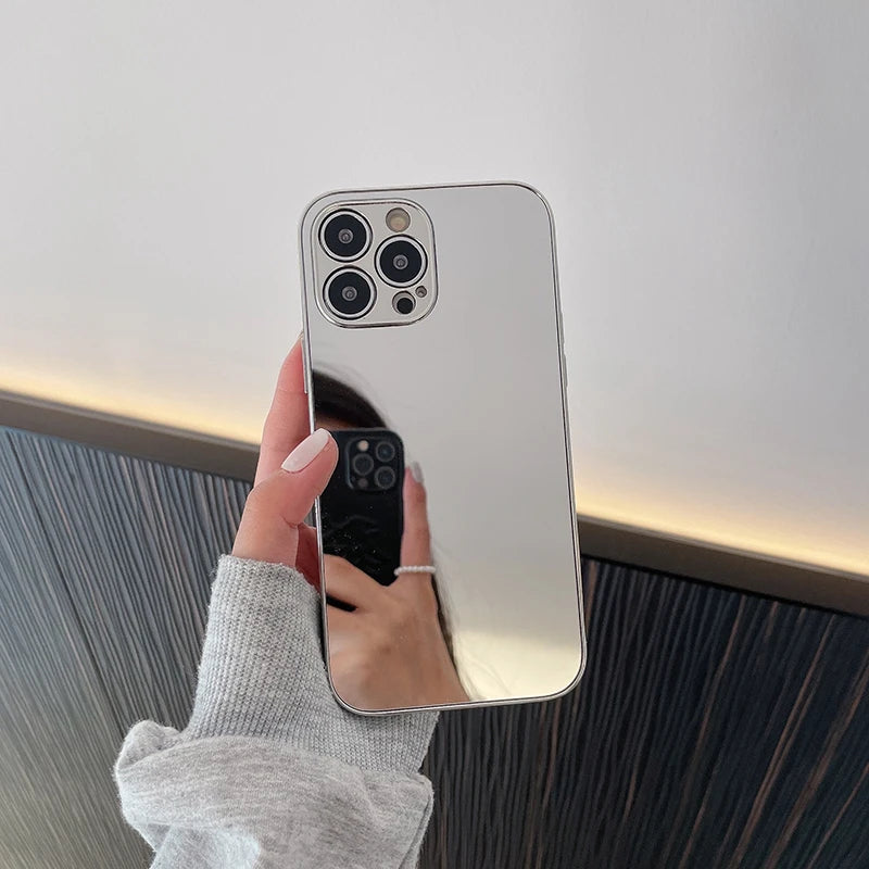 Luxury Solid Color Plating Mirror Shockproof IPhone Case