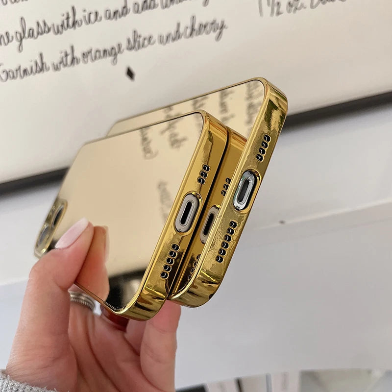 Luxury Solid Color Plating Mirror Shockproof IPhone Case