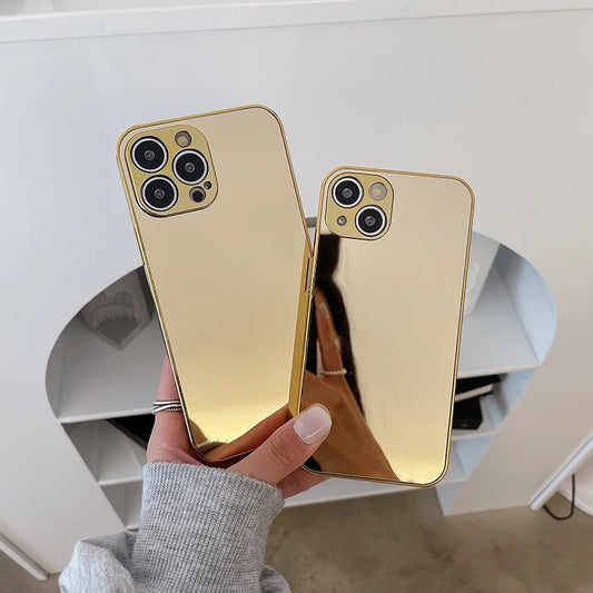 Luxury Solid Color Plating Mirror Shockproof IPhone Case