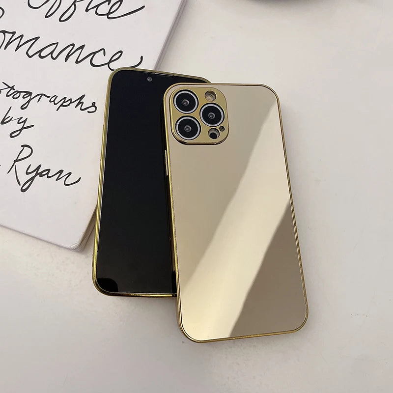Luxury Solid Color Plating Mirror Shockproof IPhone Case