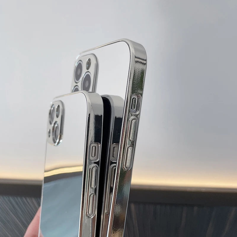 Luxury Solid Color Plating Mirror Shockproof IPhone Case