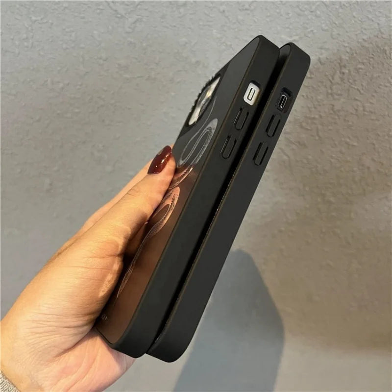 Luxury Makeup Mirror Black Phone Case For Various iPhones
