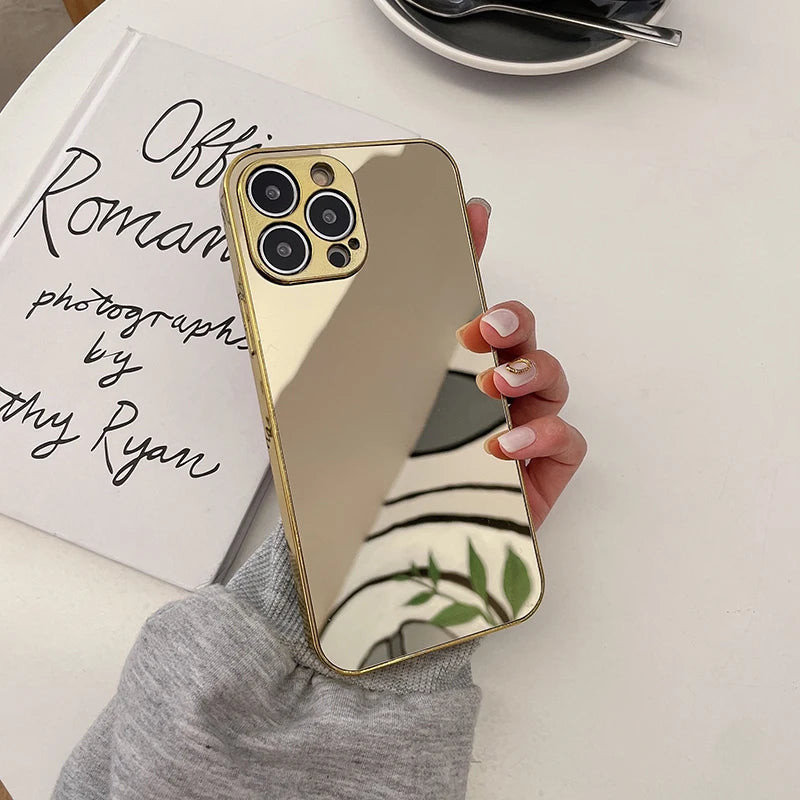 Luxury Solid Color Plating Mirror Shockproof IPhone Case