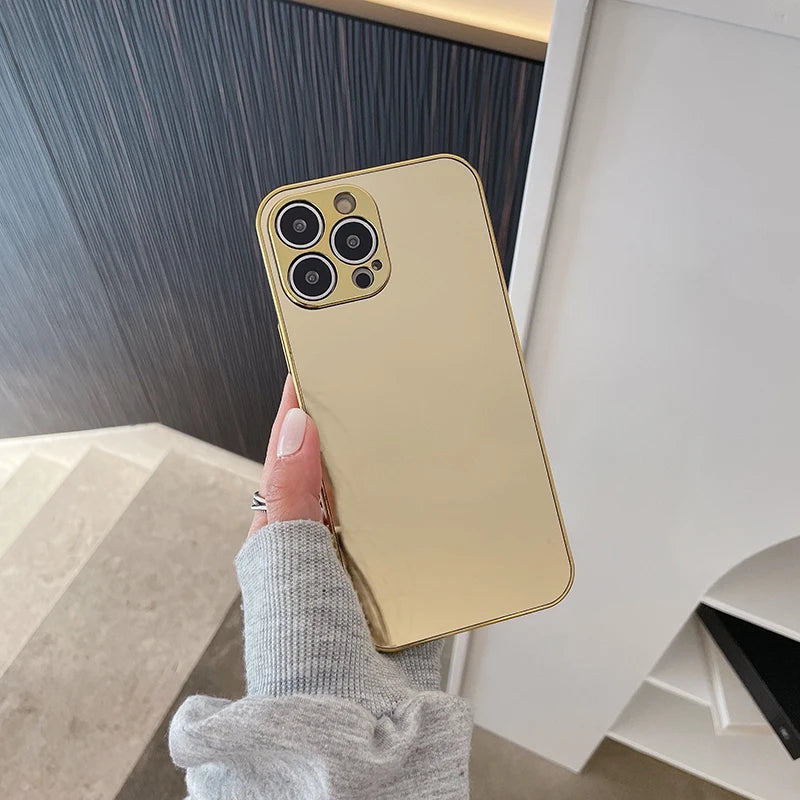 Luxury Solid Color Plating Mirror Shockproof IPhone Case